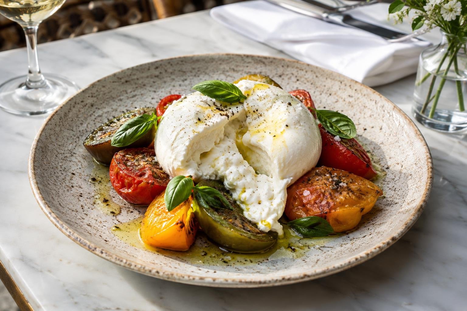 Burrata with tomatoes